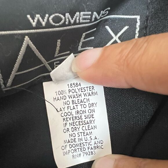 Alex Evenings Black Cold Shoulder Mesh Gown with Cowl Neckline & Overlay Skirt - Picture 8 of 9